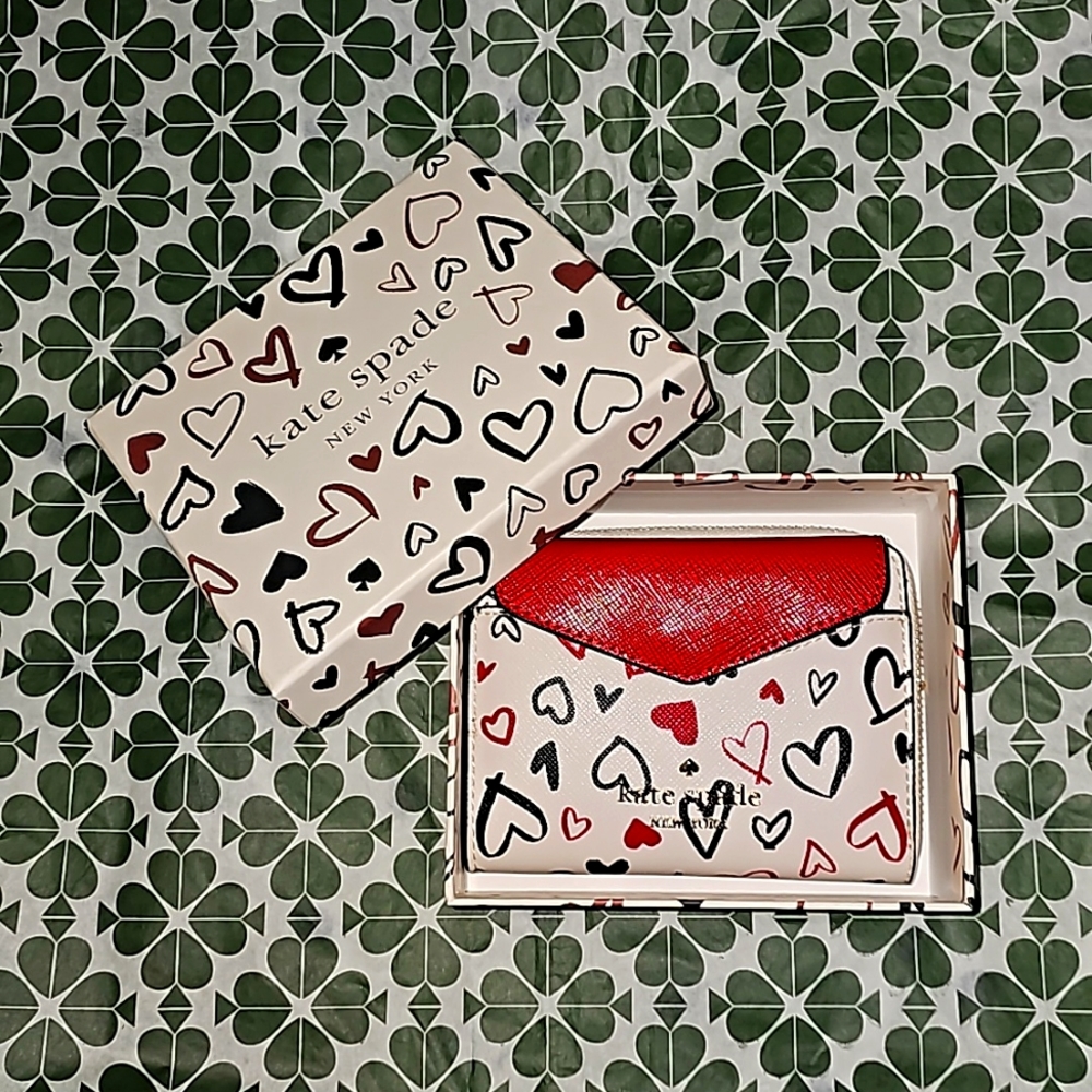 Kate Spade Staci Scribble Hearts Print Wallet